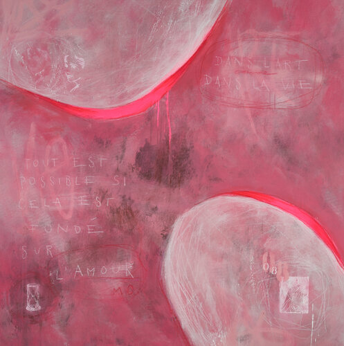 "DANS L'ART DANS LA VIE TOUT EST POSSIBLE SI CELA EST FONDÉ SUR L'AMOUR" - "IN DER KUNST WIE IM LEBEN IST ALLES MÖGLICH, WENN ES AUF LIEBE GEGRÜNDET IST" (Zitat: Marc Chagall, Künstler) by Lars Contzen, Painting for Sale on Select