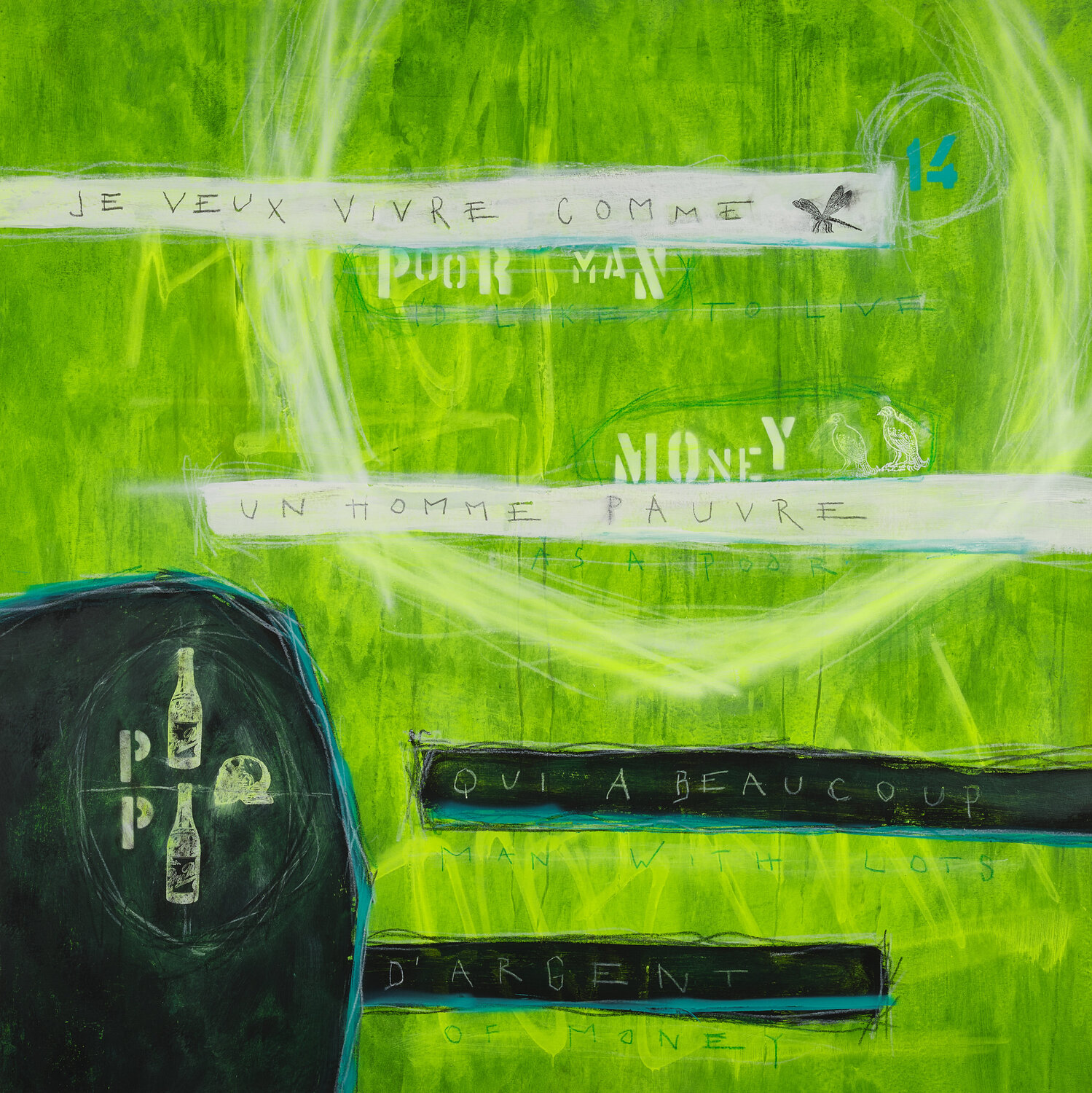 "JE VEUX VIVRE COMME UN HOMME PAUVRE QUI A BEAUCOUP D'ARGENT" - "ICH MÖCHTE WIE EIN ARMER MANN MIT VIEL GELD LEBEN" (Zitat: Pablo Picasso, Maler, Grafiker, Bildhauer) Lars Contzen Original painting for sale