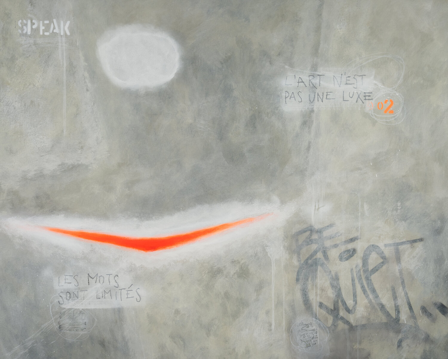 "L'ART N'EST PAS UNE LUXE - LES MOTS SONT LIMITÉS" - "KUNST IST KEIN LUXUS - WORTE SIND LIMITIERT" Lars Contzen Original painting for sale