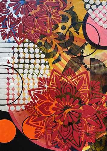 FRAGMENTS 08 — CONVERGING PATTERNS by Christelle RIFFET (Cehere), Painting for Sale on Select