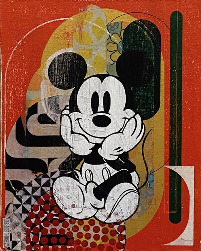 ICONIC DREAMS – Mickey Mouse Pop Art Collage, Contemporary Mixed Media Art - Cehere von Christelle RIFFET (Cehere), Malerei kaufen auf Select