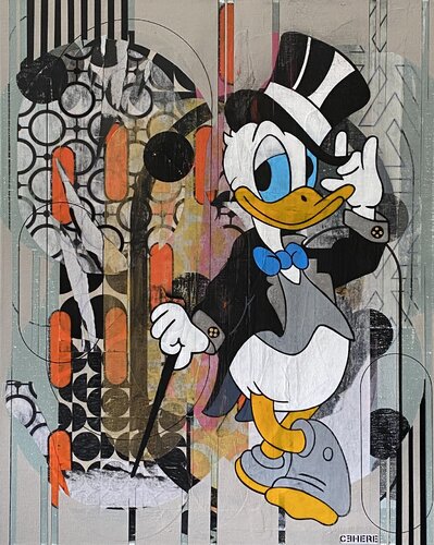 SO CHIC – Donald Duck Contemporary Pop Art Painting - Cehere von Christelle RIFFET (Cehere), Malerei kaufen auf Select