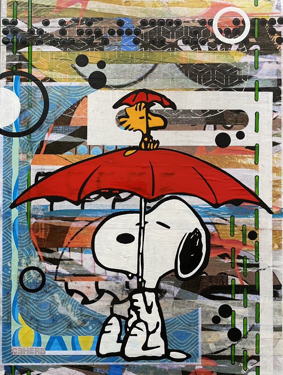 UNDER THE RED UMBRELLA Christelle RIFFET (Cehere) Original painting for sale