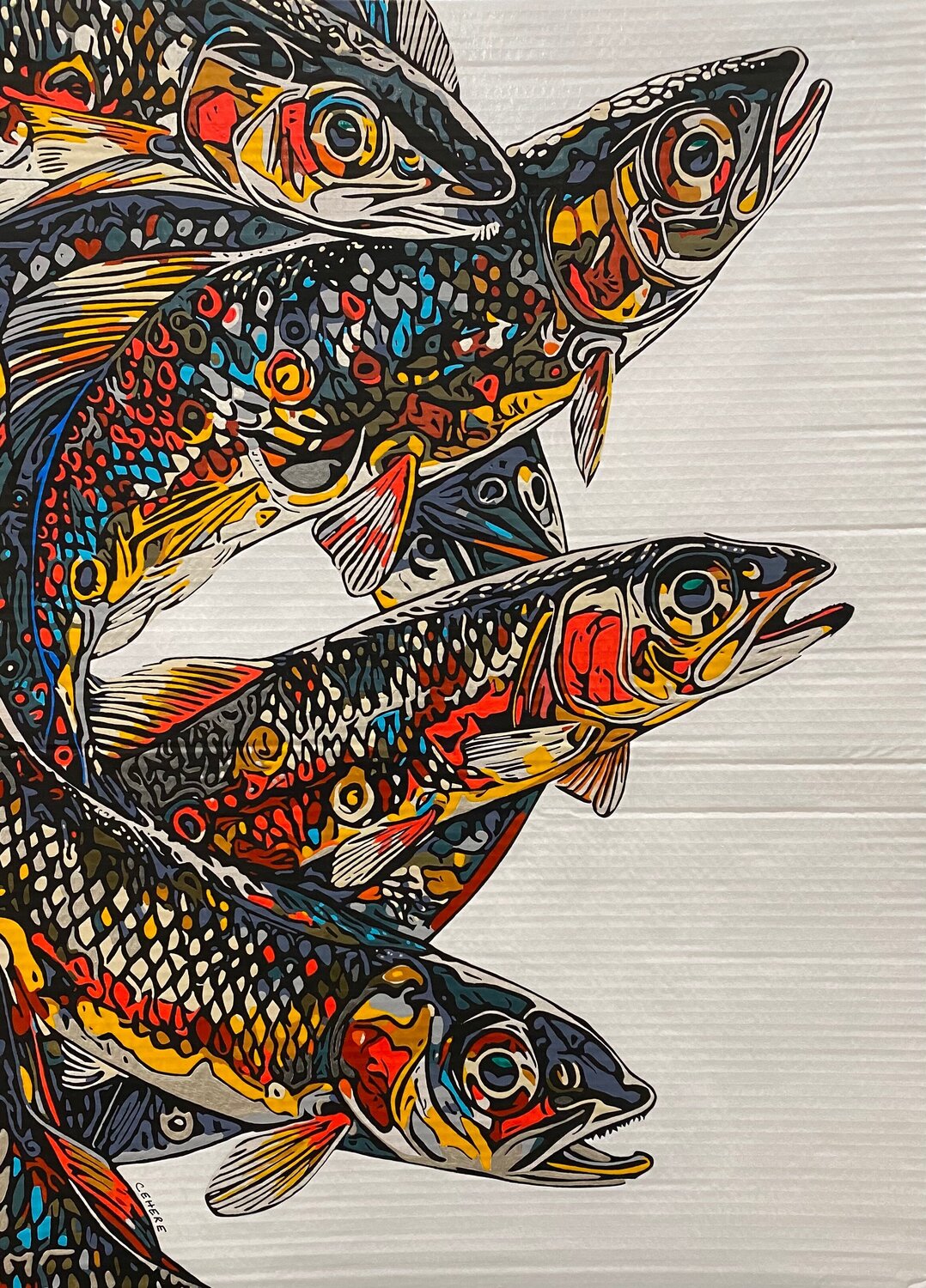 Aquatic Pulse Christelle RIFFET (Cehere) Original painting for sale