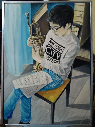 lezione di musica by Daniele Bianchi, Painting for Sale on Select