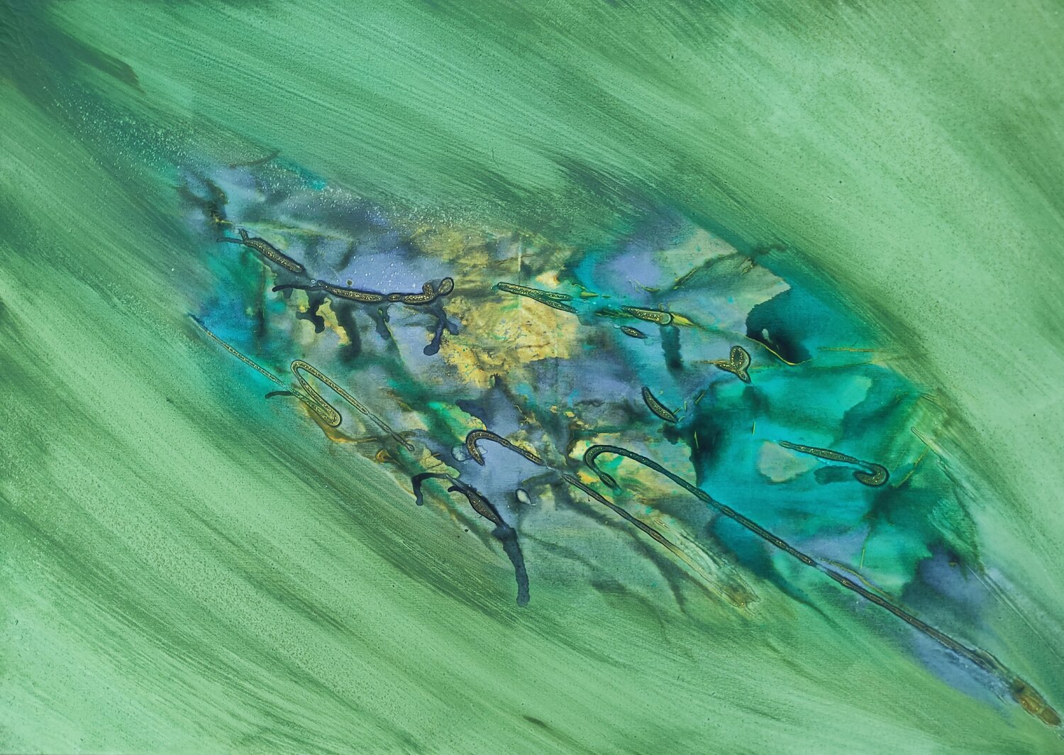 Green Veronika Slívová Original painting for sale