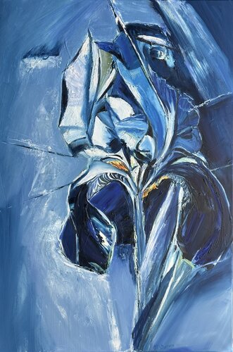 Iris III - Sapphire Flame by Olga McNamara Biennale Artist, Painting for Sale on Select