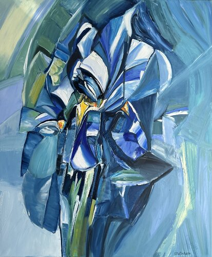 Blue Triumph (Iris Series) by Olga McNamara Biennale Artist, Painting for Sale on Select