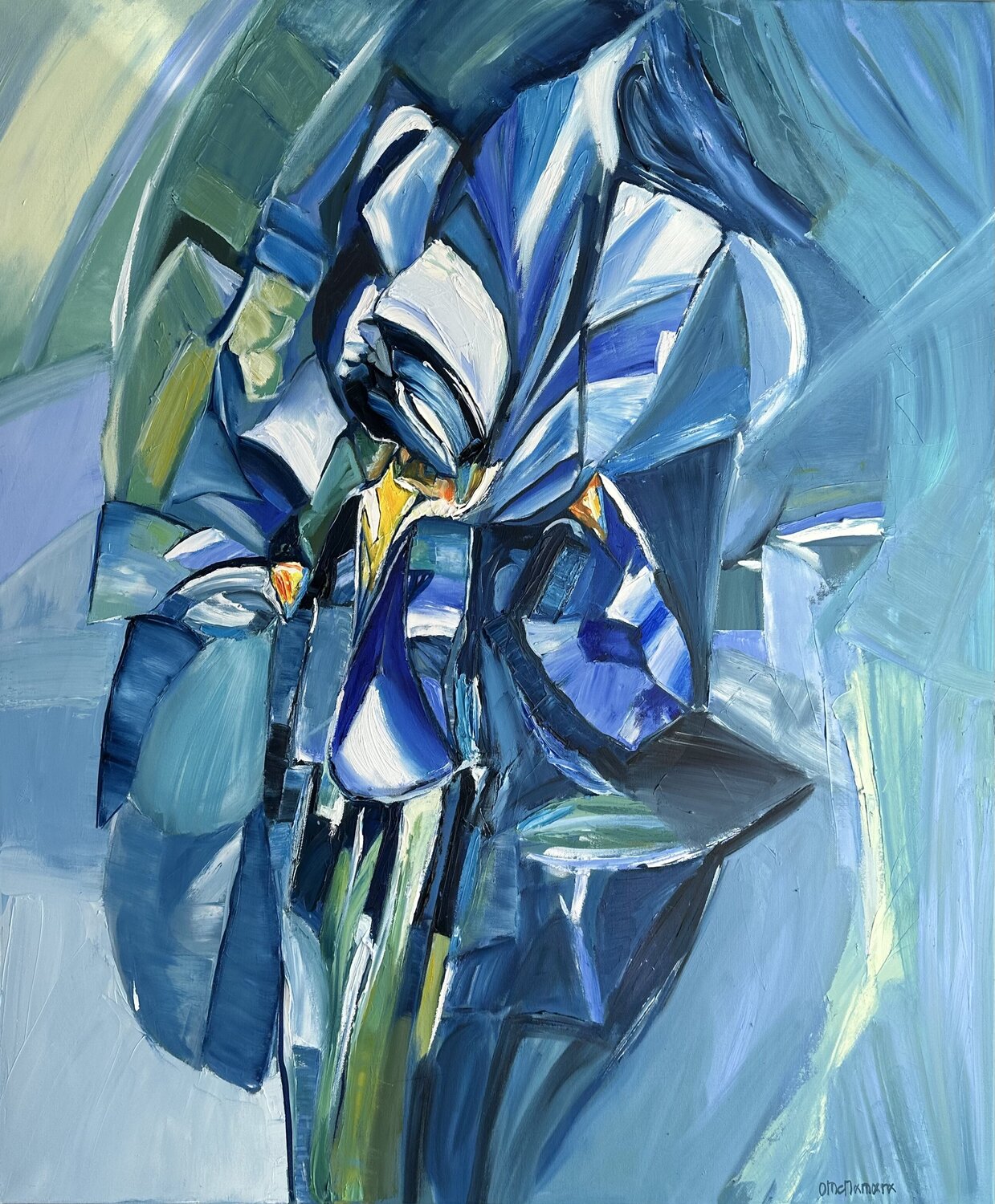Blue Triumph (Iris Series) Olga McNamara Biennale Artist Original painting for sale