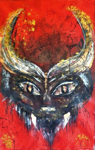 Peaceful Fire Soul in Red by Lena Zwetik, Painting for Sale on Select