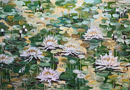 I segreti delle ninfee by Majlinda Lopa, Painting for Sale on Select