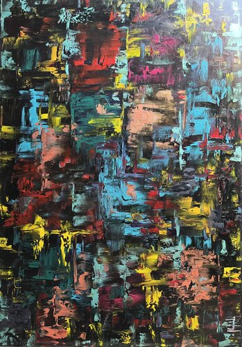 Luci nella notte by Majlinda Lopa, Painting for Sale on Select
