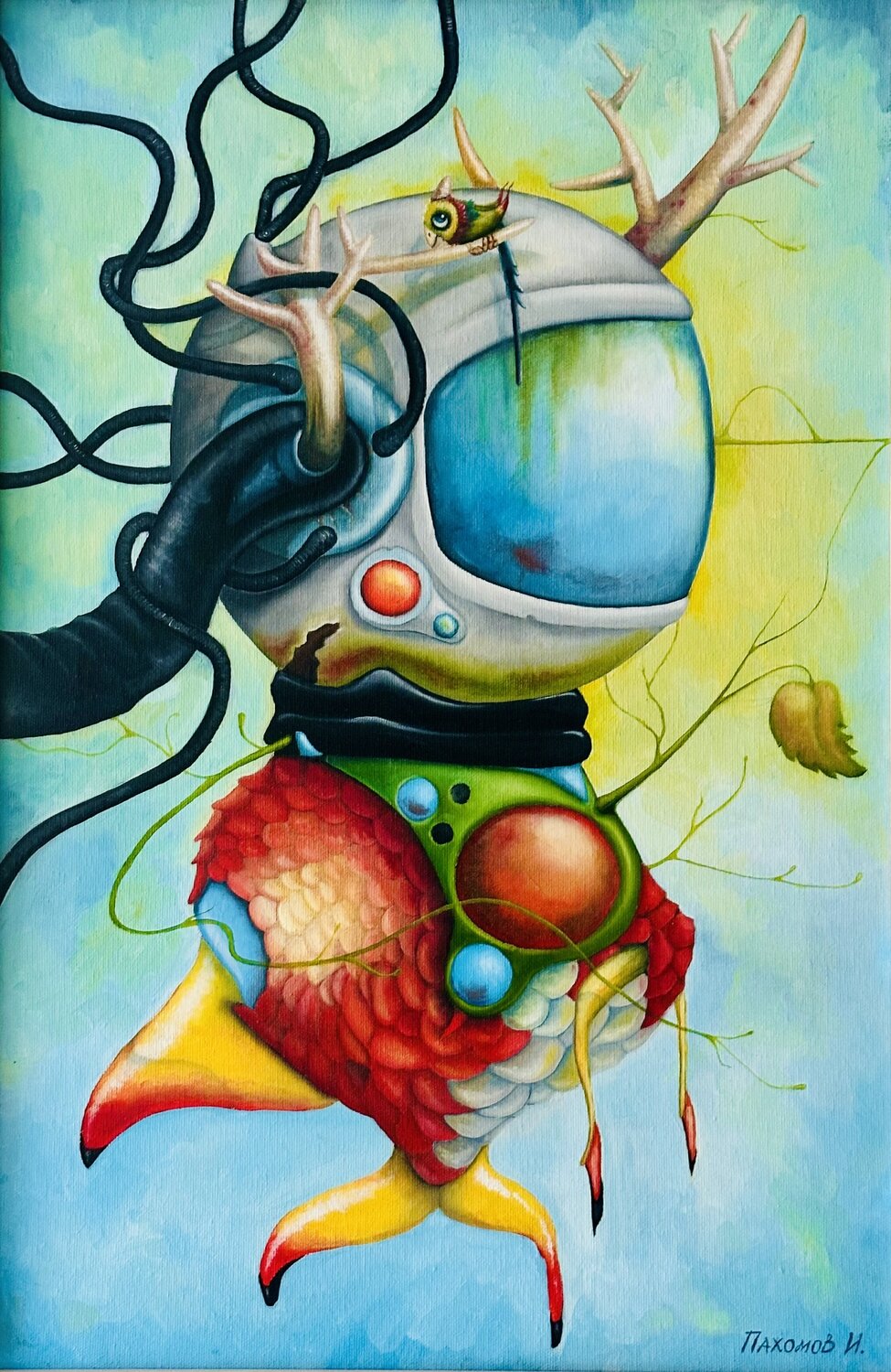 Diver Ivan Pakhomov Original painting for sale
