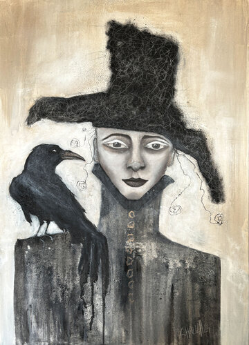 Die Botschaft des Raben by Cornelia Hauch, Painting for Sale on Select