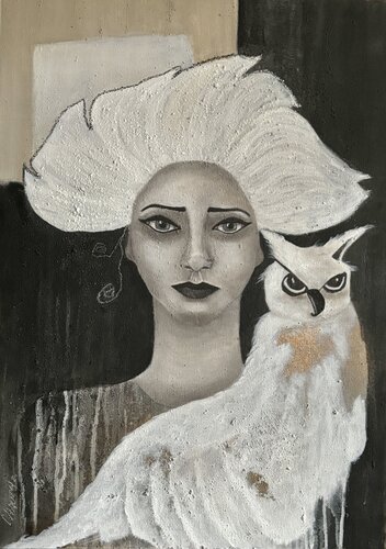 Die Weisheit der Eule by Cornelia Hauch, Painting for Sale on Select