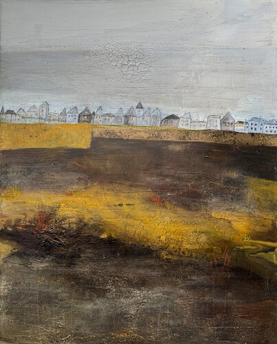 Die Häuser hinterm Deich by Cornelia Hauch, Painting for Sale on Select
