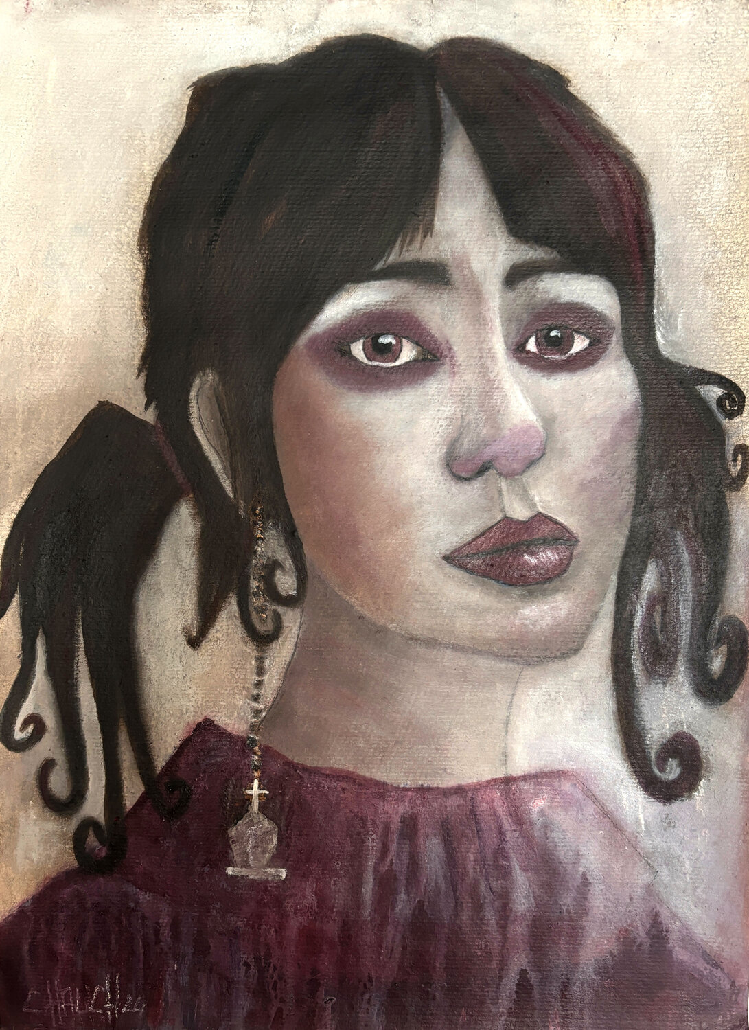 Liliybeth`s Schwester Raven Cornelia Hauch Original painting for sale
