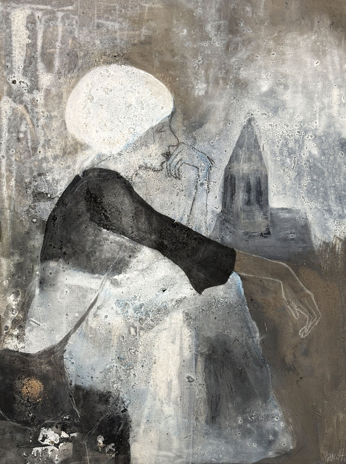 Die Bettlerin Cornelia Hauch Original painting for sale