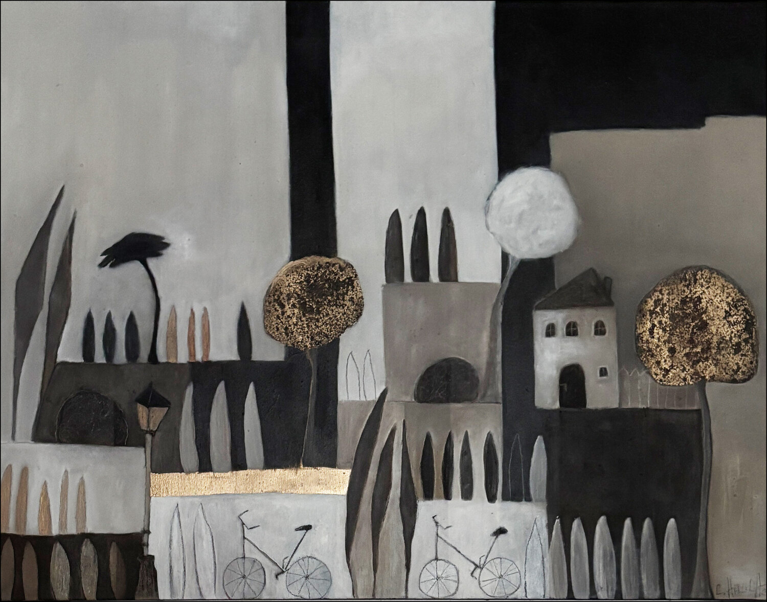 Mit dem Rad durch die Toskana Cornelia Hauch Original painting for sale