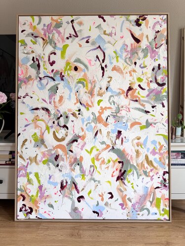 Happiness – pastell Farben, bunte Malerei, abstraktes Bild by Diana Alb, Painting for Sale on Select