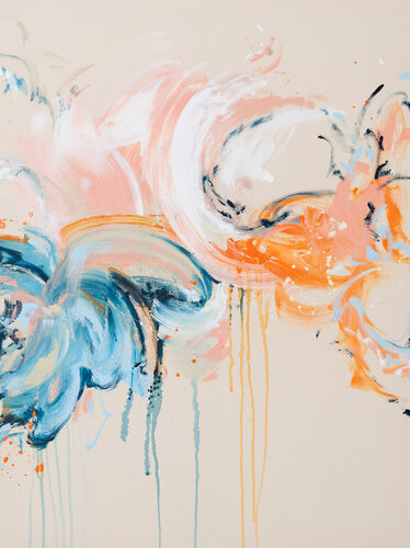 Blau & Orange Flow (großes Kunstwerk Bild abstrakt) by Diana Alb, Painting for Sale on Select