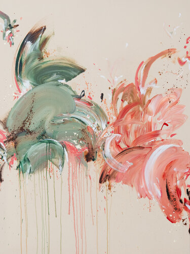 Salbei & Rosa Flow (großes Kunstwerk Bild abstrakt) 160x120 cm von Diana Alb, Malerei kaufen auf Select