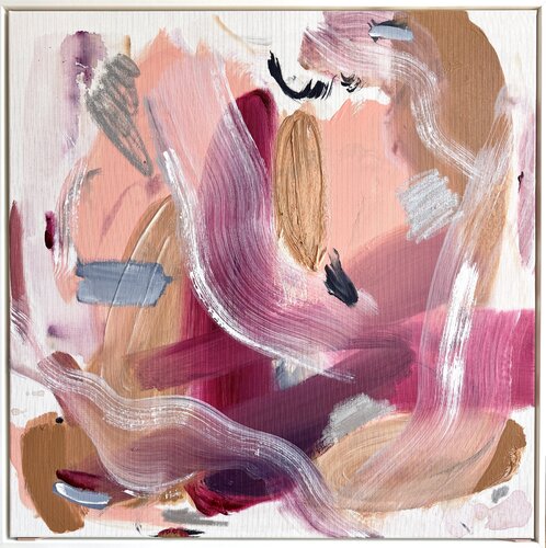 Bloom in Silence – rosa magenta braun Bild Kunstwerk Gemälde 80x80 cm von Diana Alb, Malerei kaufen auf Select
