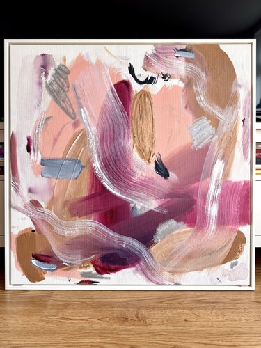 Bloom in Silence – rosa magenta braun Bild Kunstwerk Gemälde 80x80 cm by Diana Alb, Painting for Sale on Select
