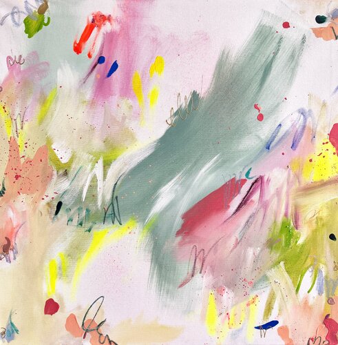 Happiness – neon gelb Bild Kunstwerk, abstrakte Malerei, Gemälde, ungerahmt by Diana Alb, Painting for Sale on Select