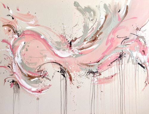 Rosa beige abstraktes großes Kunstwerk Bild Gemälde by Diana Alb, Painting for Sale on Select