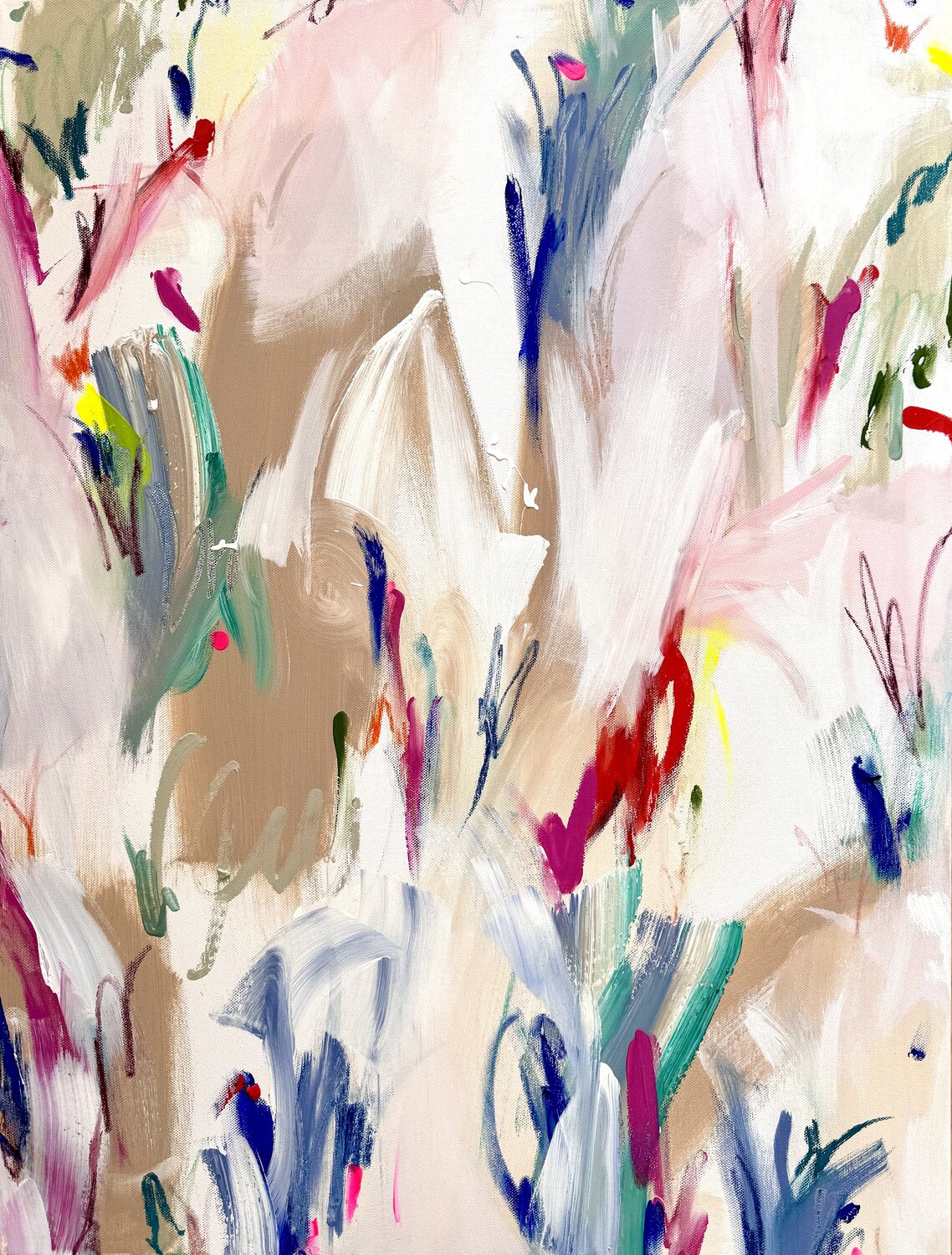Intuition – Brown & Blue Abstract Painting, Expressive Mixed Media Artwork Diana Alb Original painting for sale