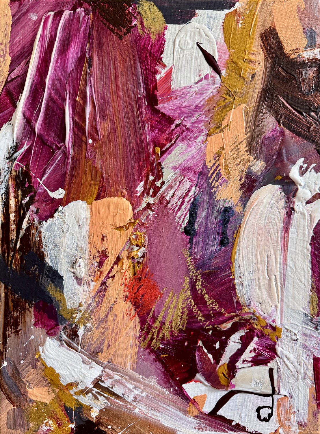 Rosa braun Malerei abstrakt Bild Leinwand Kunstwerk (gerahmt in Lindenholz) Diana Alb Original painting for sale
