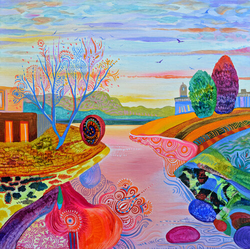 "Love Across Water" by Silvia Pavlova, Painting for Sale on Select