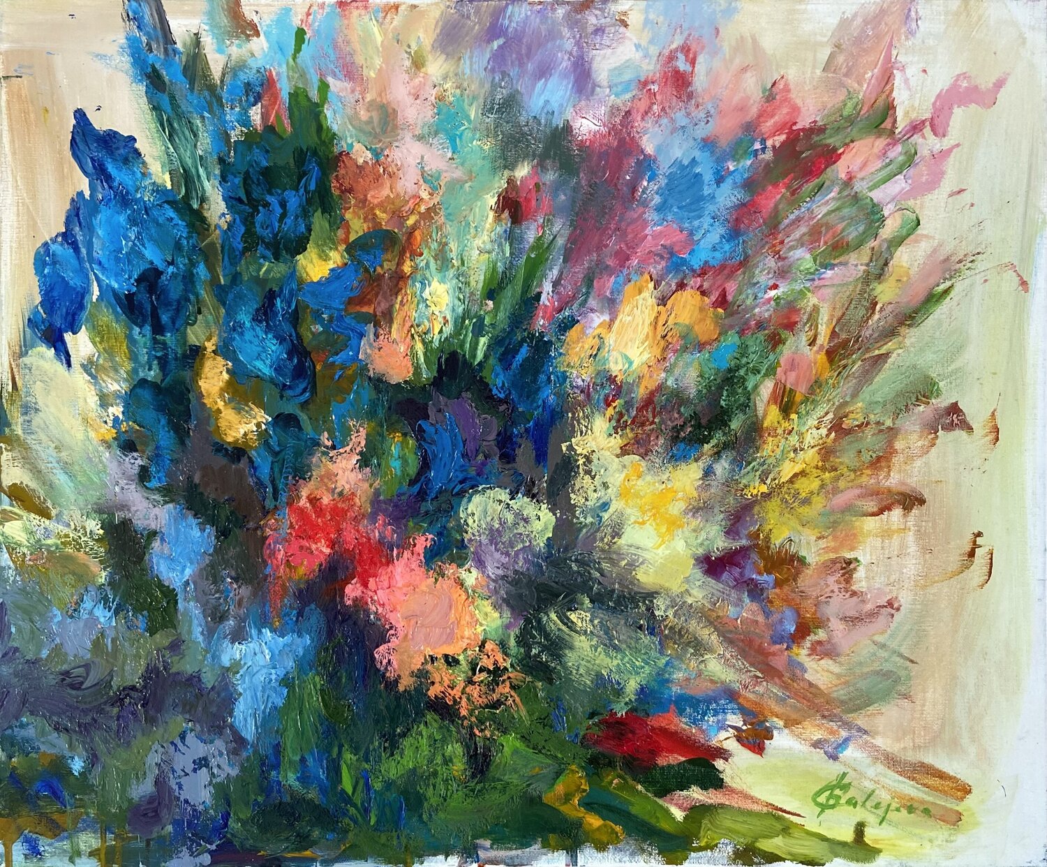 Bouquet Junija (Yuna) Galejeva Originalgemälde zu verkaufen