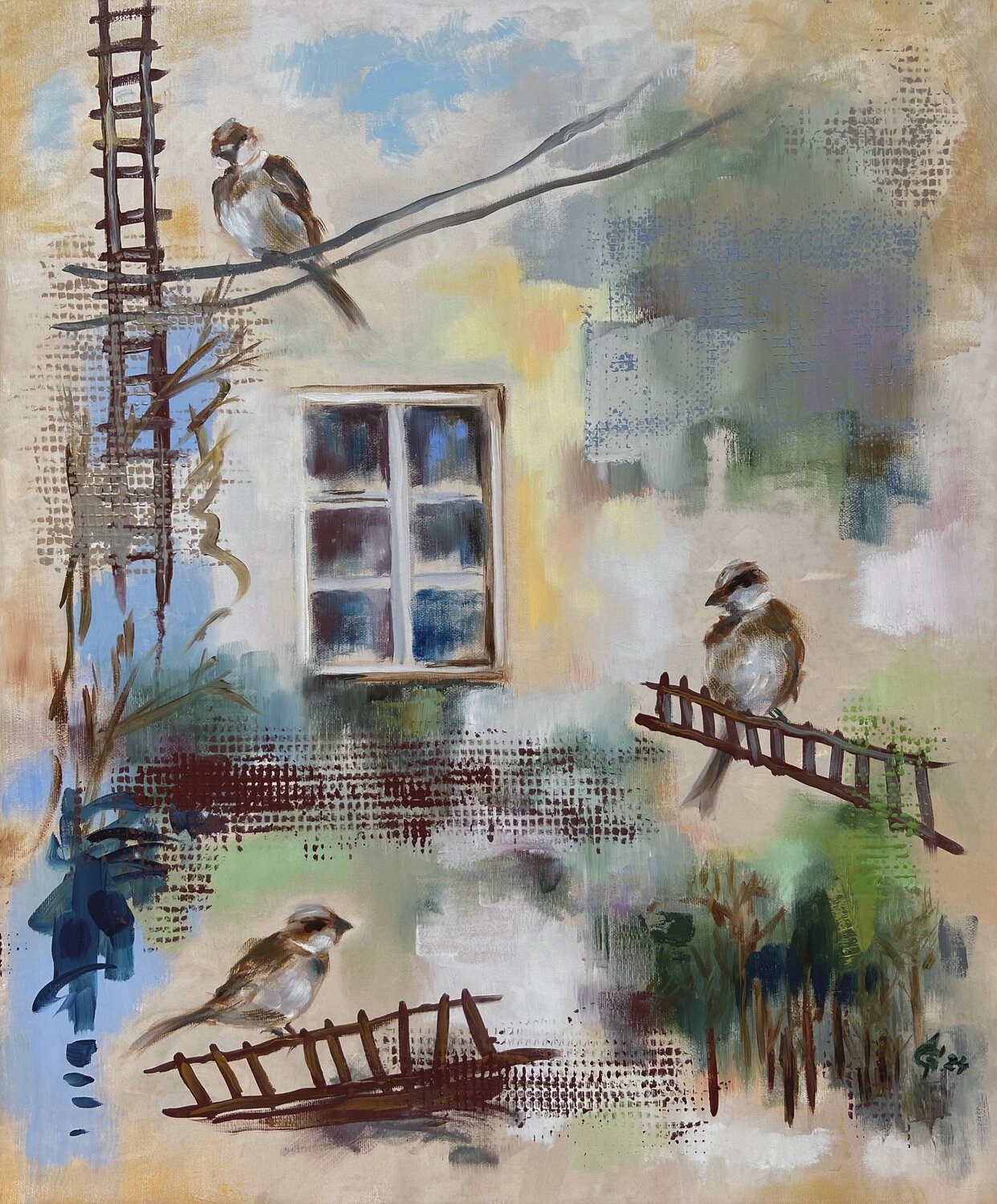 Morning Chat Junija (Yuna) Galejeva Original painting for sale