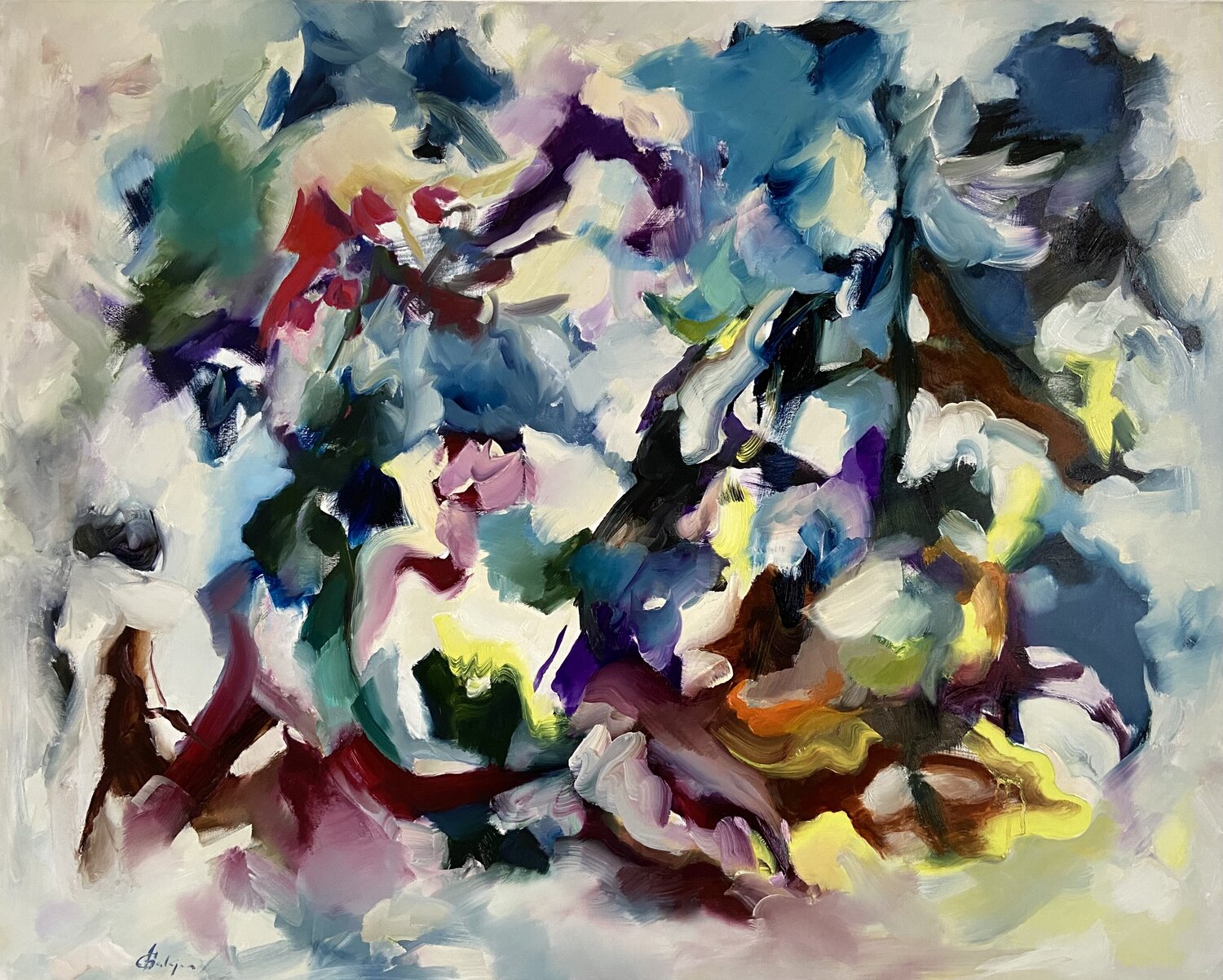Improvisation on Sharp & White Junija (Yuna) Galejeva Original painting for sale