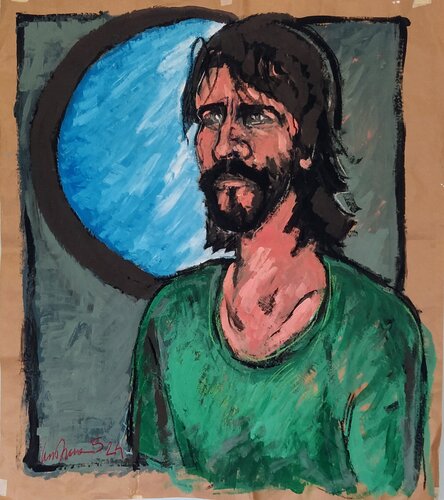 Autoritratto in verde by Luca Tassone, Painting for Sale on Select