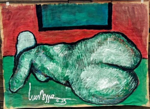 Anna sul gomito - verde by Luca Tassone, Painting for Sale on Select