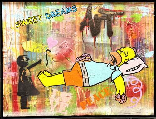 Homer Simpson, SWEET DREAMS, Popart, Streetart, Abstractart, Acrylicpainting, Resinart by michael pfannschmidt, Painting for Sale on Select