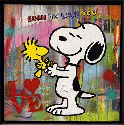 Snoopy, BORN TO LOVE YOU , Popart, Streetart, Abstractart, Acrylicpainting, Resinart by michael pfannschmidt, Painting for Sale on Select