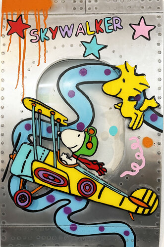 Snoopy, Woodstock, SKYWALKER, Flugzeug Fenster by michael pfannschmidt, Painting for Sale on Select