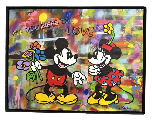 Minnie and Mickey Mouse , ALL YOU NEED IS LOVE, Popart by michael pfannschmidt, Painting for Sale on Select