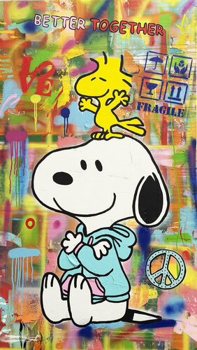 Snoopy,BETTER TOGETHER, Popart, Streetart, Abstractart, Acrylicpainting, Resinart von michael pfannschmidt, Malerei kaufen auf Select