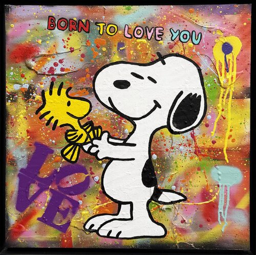 Snoopy, BORN TO LOVE YOU , Popart, Streetart, Abstractart, Acrylicpainting, Resinart by michael pfannschmidt, Painting for Sale on Select