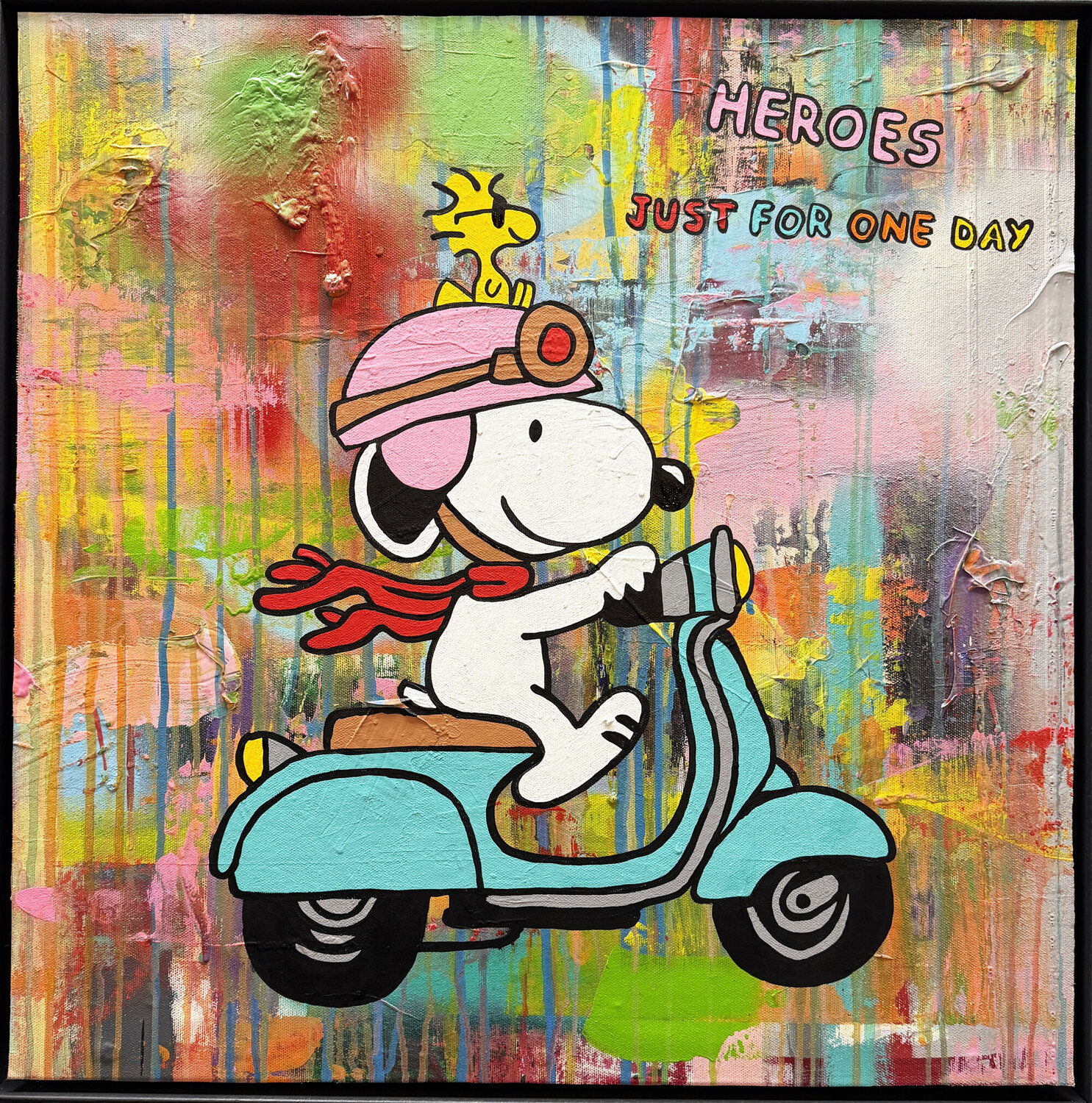 Snoopy, HEROES JUST FOR ONE DAY, Popart, Streetart, Abstractart, Acrylicpainting, Resinart michael pfannschmidt Original painting for sale