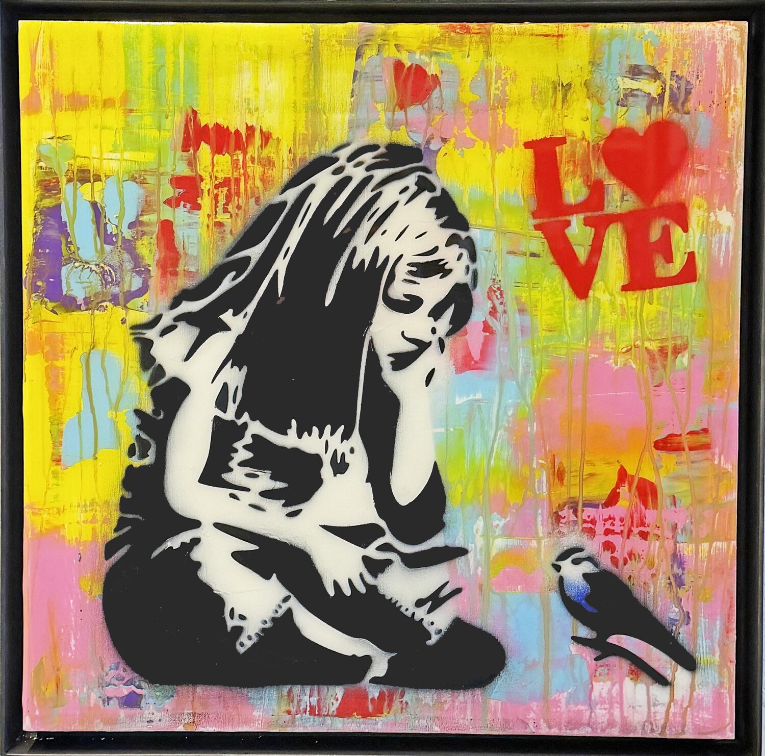 BLUEBIRD GIRL , Popart, Streetart, Abstractart, Acrylicpainting, Resinart michael pfannschmidt Original painting for sale