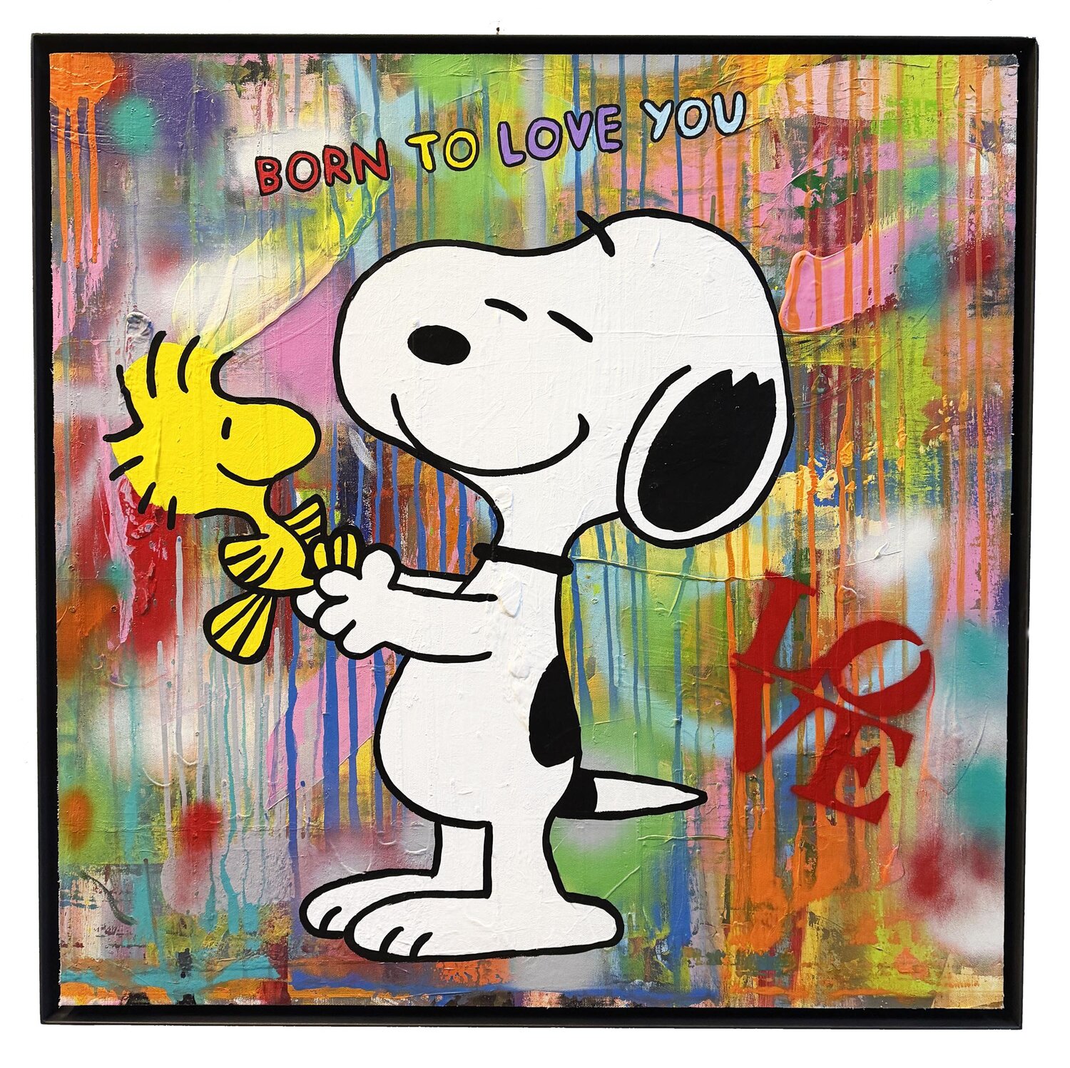Snoopy, BORN TO LOVE YOU , Popart, Streetart, Abstractart, Acrylicpainting, Resinart michael pfannschmidt Original painting for sale