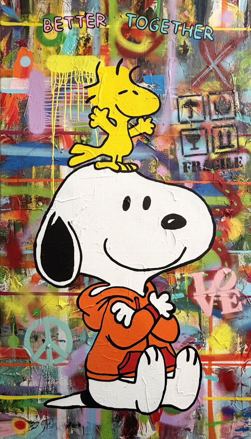 Snoopy,BETTER TOGETHER, Popart, Streetart, Abstractart, Acrylicpainting, Resinart michael pfannschmidt Original painting for sale