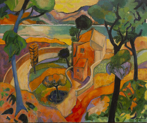 La casa rossa by Stefano Puleo, Painting for Sale on Select