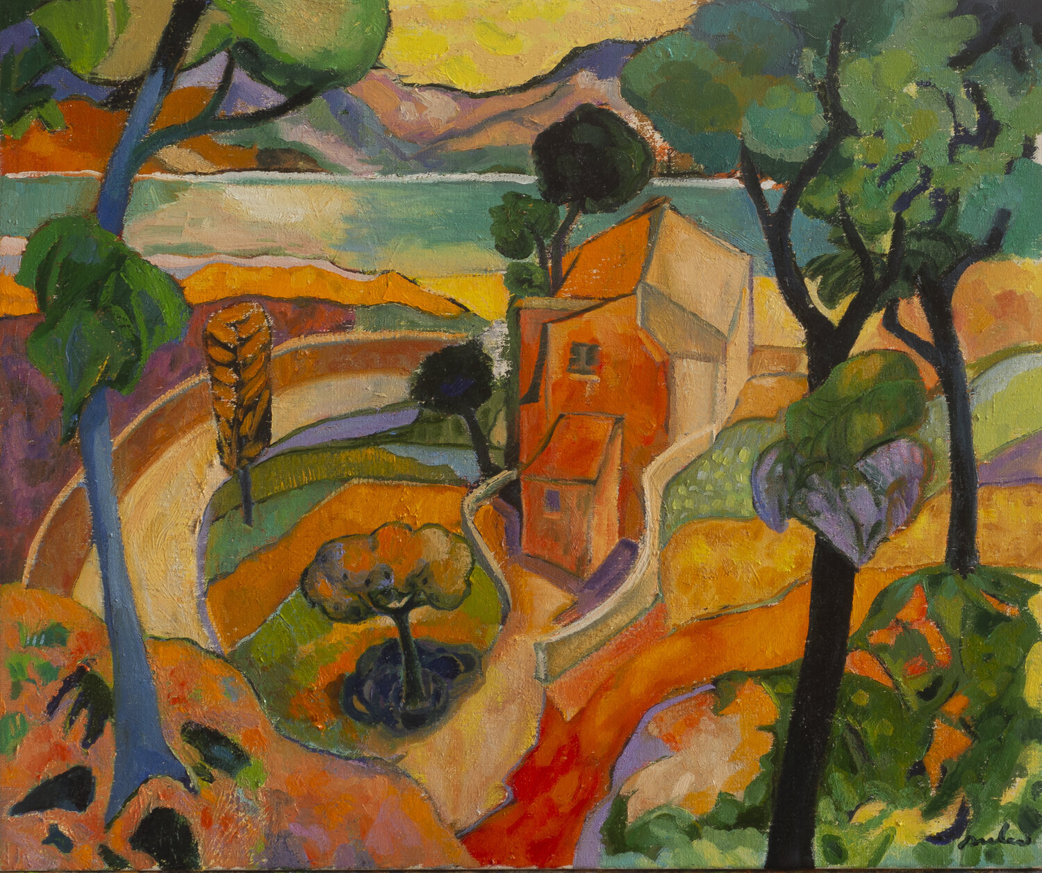 La casa rossa Stefano Puleo Original painting for sale